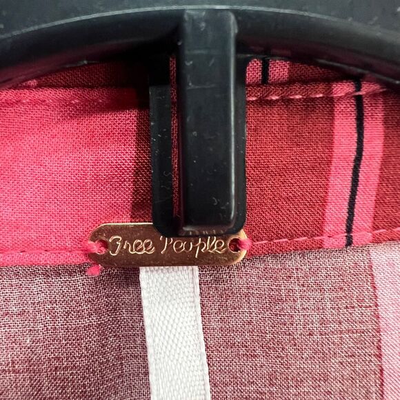 Free People Mackenzie Shirt Womens S Red Pink Striped Sleeveless Wrap Button Top - Picture 10 of 16